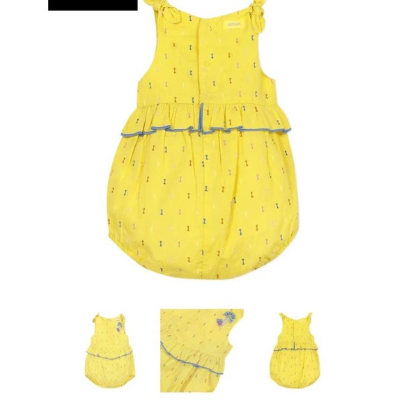 EUC Catimini Yellow dotted swiss romper sz: 12 mos - Picture 2 of 6